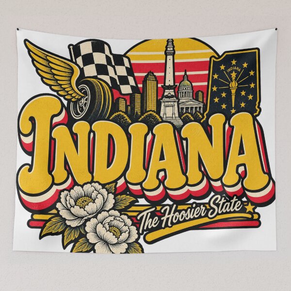 Item preview, Indiana Hoosier State Vintage Racing Indianapolis Graphic Tee designed and sold by TM DESIGNS AND MORE.