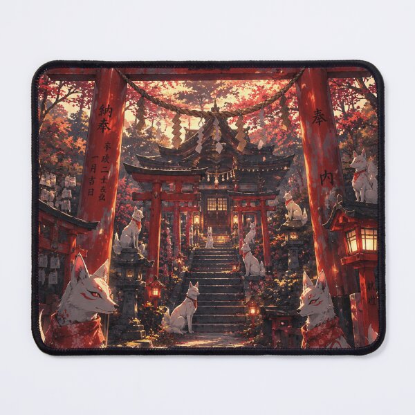 Item preview, Anime Kitsune at Inari Shrine - Japanese Torii Gate in Autumn designed and sold by CzipipitoStudio.