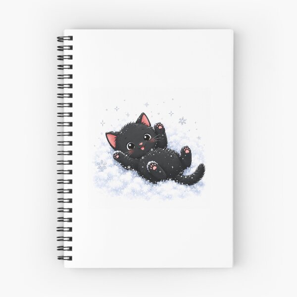 Item preview, Cute Black Cat Playing in Sparkling Snow – Kawaii Winter Christmas designed and sold by mayatA-rt.
