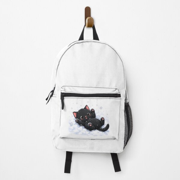 Item preview, Cute Black Cat Playing in Sparkling Snow – Kawaii Winter Christmas designed and sold by mayatA-rt.