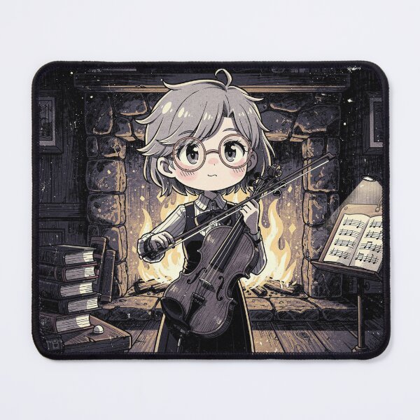 Item preview, Kawaii Academia Female Violinist Cozy Fireplace designed and sold by LenNo9881.