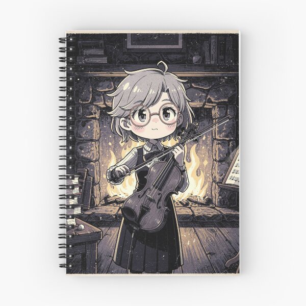 Item preview, Kawaii Academia Female Violinist Cozy Fireplace designed and sold by LenNo9881.
