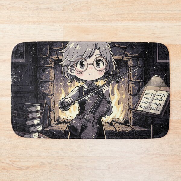 Item preview, Kawaii Academia Female Violinist Cozy Fireplace designed and sold by LenNo9881.