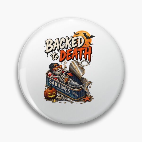 Item preview, Backed to Death – Funny Halloween Sardine Skeleton designed and sold by Cardio Boutique.