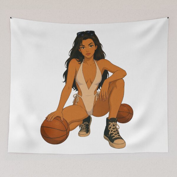 Item preview, Basketball Pin-Up Girl – Retro Cartoon Sports Babe designed and sold by  Hollow Moon Studios..