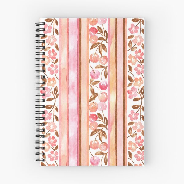 Item preview, Hand-Painted Watercolor Cherries and Blossoms on Pastel Stripes designed and sold by andrebalest.art.