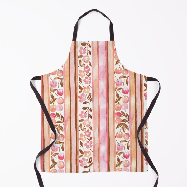 Item preview, Hand-Painted Watercolor Cherries and Blossoms on Pastel Stripes designed and sold by andrebalest.art.