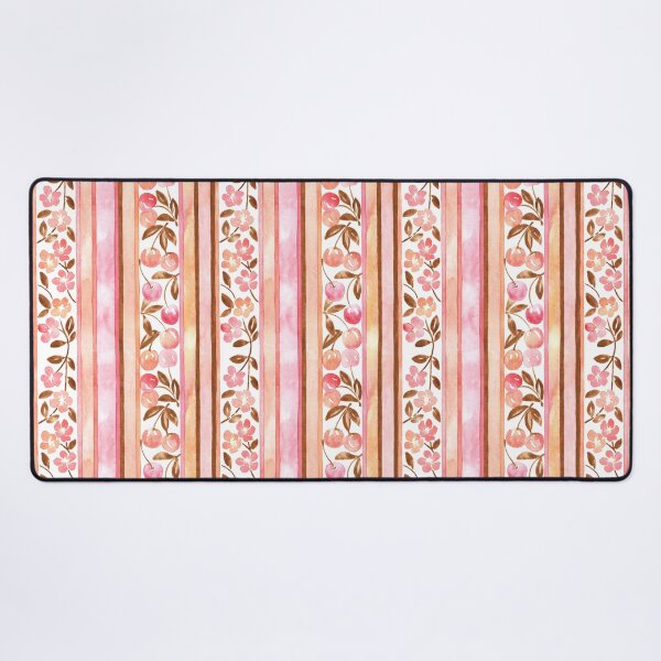Item preview, Hand-Painted Watercolor Cherries and Blossoms on Pastel Stripes designed and sold by andrebalest.art.