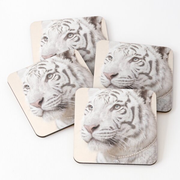 Item preview, Elegant White Tiger with Pearl Necklace designed and sold by JenniferMoren.