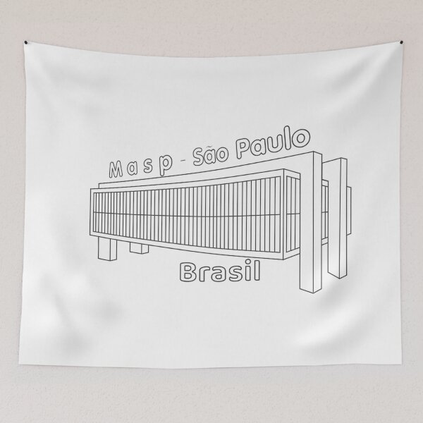 Item preview, Masp Sao Paulo Brasil - Minimalist Black Line Art Modern Museum designed and sold by City Tour Collection.