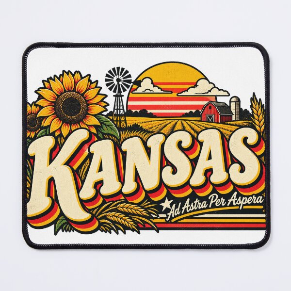 Item preview, Kansas Sunflower State Vintage Farm Wheat Retro Graphic T-Shirt designed and sold by TM DESIGNS AND MORE.