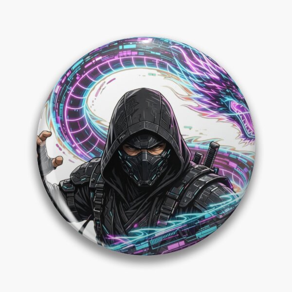 Item preview, Cyberpunk Ninja Master Wrapped In Neon Digital Dragon designed and sold by Surviving Monday Club.