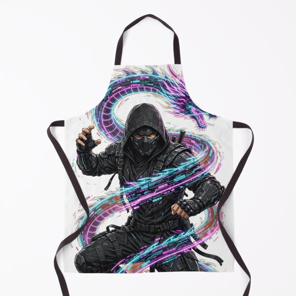 Item preview, Cyberpunk Ninja Master Wrapped In Neon Digital Dragon designed and sold by Surviving Monday Club.