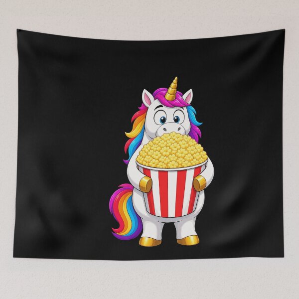 Item preview, Unicorn Movie Night Popcorn Funny Cartoon Design designed and sold by BoyleDesignShop.
