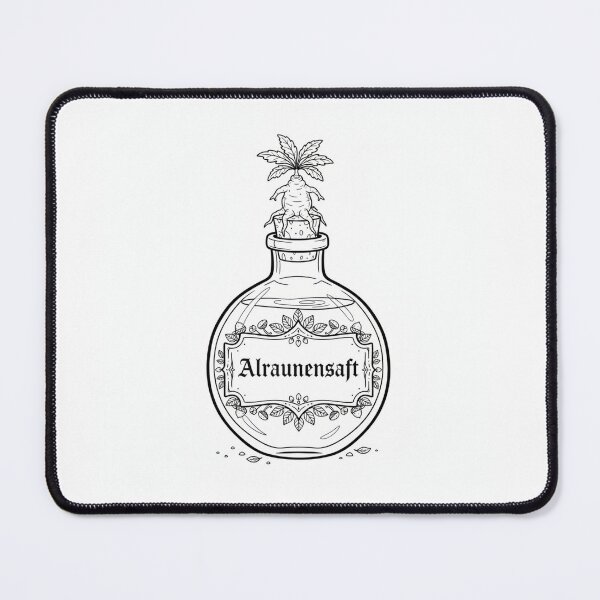 Item preview, Alraunensaft Mandrake Potion Bottle Black and White designed and sold by LenNo9881.