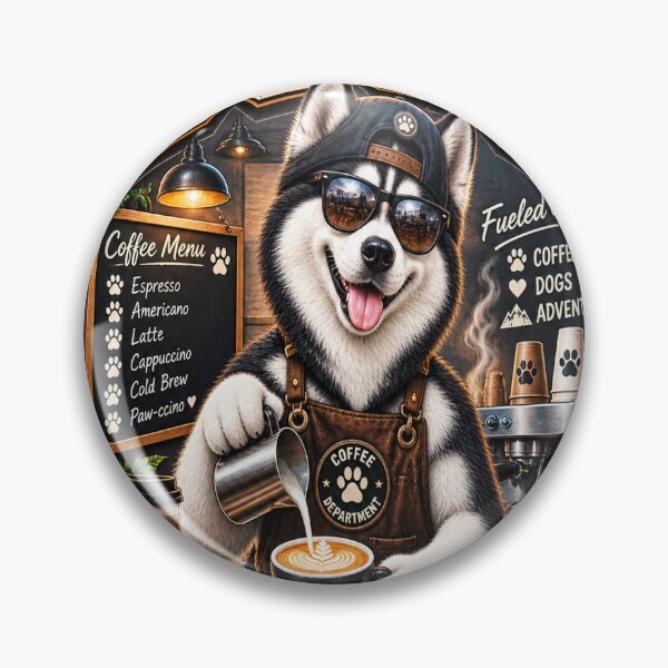Item preview, Siberian Husky Coffee Lover Barista Dog Vintage Cafe Graphic designed and sold by TeeVibeHaus.