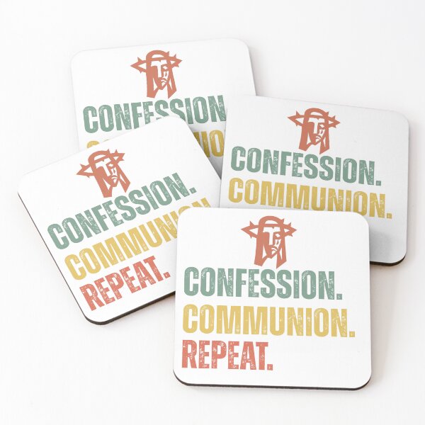 Item preview, Catholic Wall Art, Vintage Christian Typography, Confession Communion Repeat, Catholic Home Decor designed and sold by RickE.