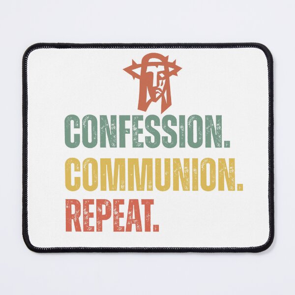 Item preview, Catholic Wall Art, Vintage Christian Typography, Confession Communion Repeat, Catholic Home Decor designed and sold by RickE.