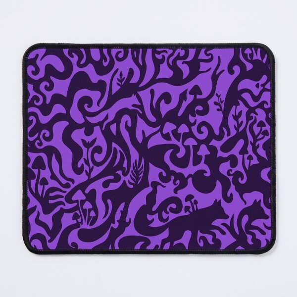 Item preview, Hidden Fox & Mushrooms - Violet Gestalt Seamless Pattern designed and sold by Pulpa-grafica.
