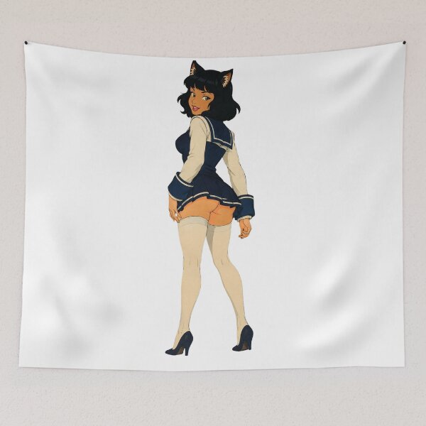 Item preview, Retro Catgirl Pin-Up – Vintage Cartoon Sailor designed and sold by  Hollow Moon Studios..