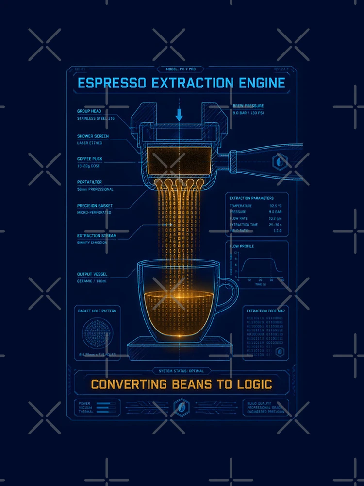 Thumbnail 4 of 4, iPhone Case, Espresso Extraction Engine Binary Code Coffee Programmer designed and sold by ThirdShiftLab.