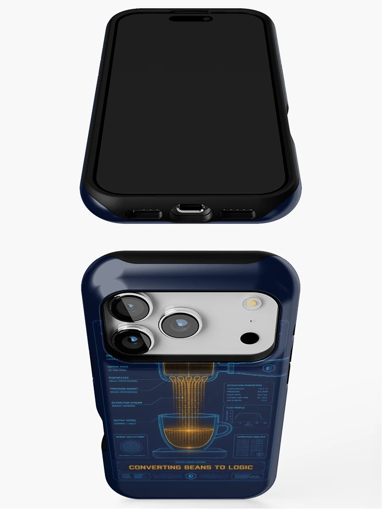 Thumbnail 3 of 4, iPhone Case, Espresso Extraction Engine Binary Code Coffee Programmer designed and sold by ThirdShiftLab.