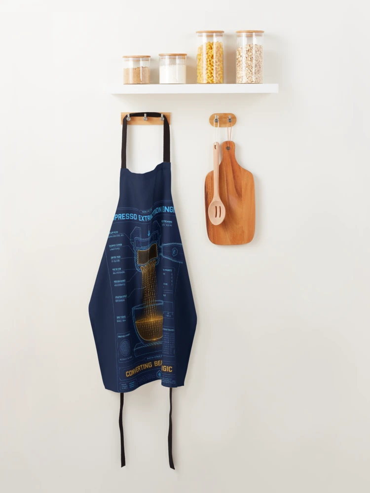 Thumbnail 4 of 6, Apron, Espresso Extraction Engine Binary Code Coffee Programmer designed and sold by ThirdShiftLab.