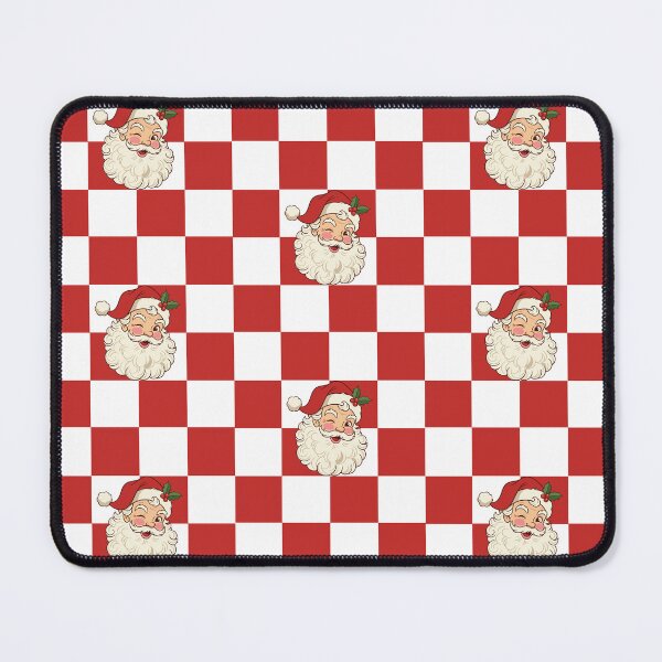 Item preview, Vintage Winking Santa Red and White Checkerboard designed and sold by Uniquely Yours.
