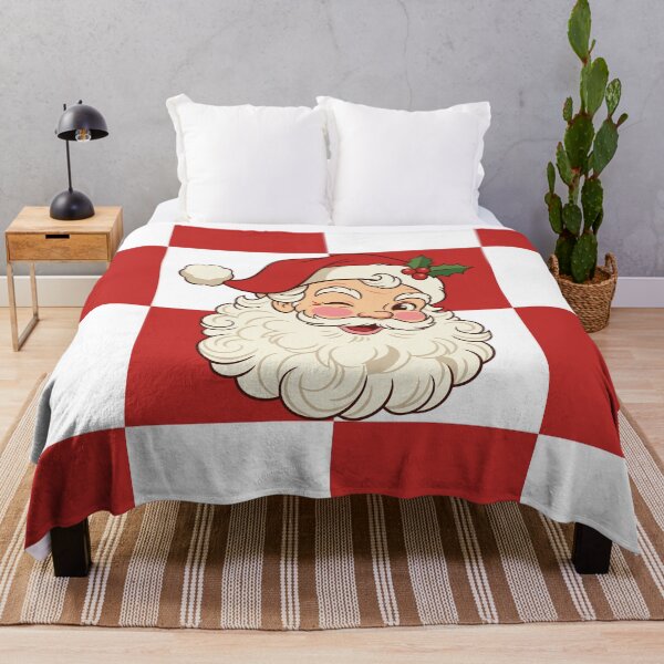 Item preview, Vintage Winking Santa Red and White Checkerboard designed and sold by Uniquely Yours.