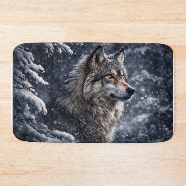 Item preview, Majestic Wolf in Snowy Forest Season Wintery Solstice Yule Seasons Greetings designed and sold by Stephanie Laird.