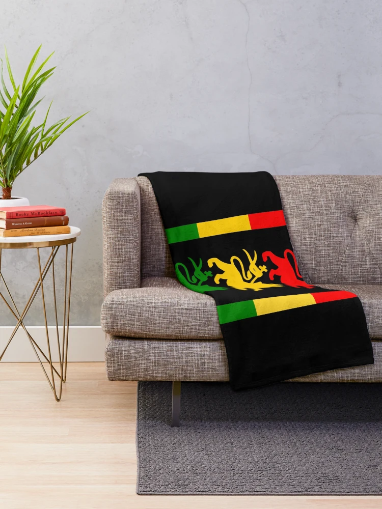 Thumbnail 2 of 6, Throw Blanket, Three Rasta Lions designed and sold by RastaColors.