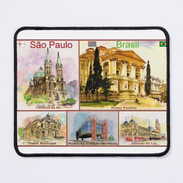 Item preview, Sao Paulo Brazil Landmarks - Watercolor Collection Vintage Postcard designed and sold by City Tour Collection.