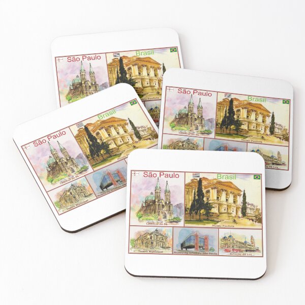 Item preview, Sao Paulo Brazil Landmarks - Watercolor Collection Vintage Postcard designed and sold by Sampa In Focus.