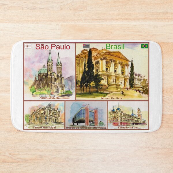 Item preview, Sao Paulo Brazil Landmarks - Watercolor Collection Vintage Postcard designed and sold by Sampa In Focus.