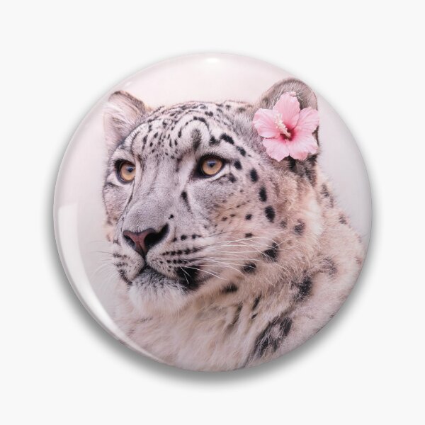 Item preview, Elegant Snow Leopard with Pink Hibiscus designed and sold by JenniferMoren.
