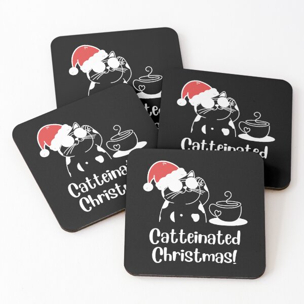 Item preview, Catteinated Christmas – Black Funny Coffee and Cat Lover Holiday Minimalist Design Funny quote designed and sold by Artycom.