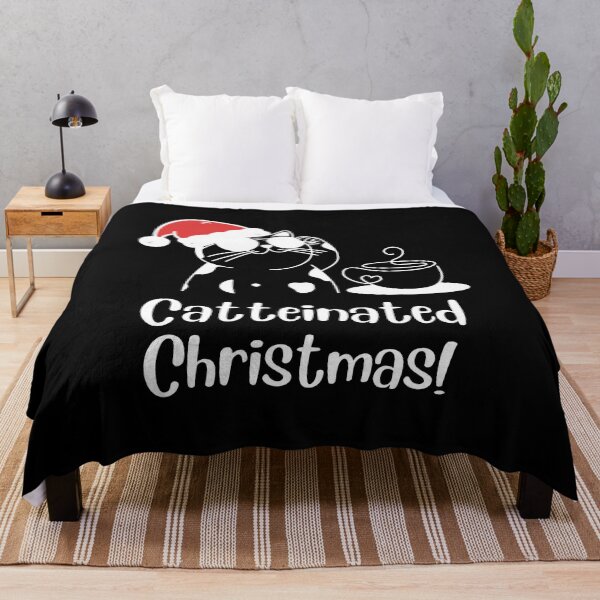 Item preview, Catteinated Christmas – Black Funny Coffee and Cat Lover Holiday Minimalist Design Funny quote designed and sold by Artycom.