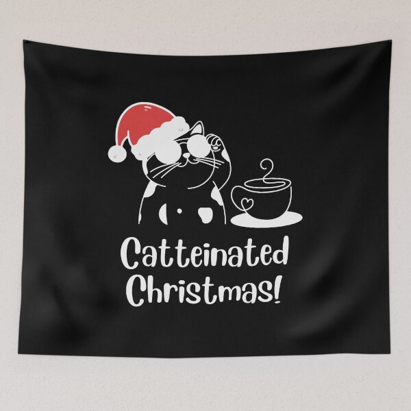 Item preview, Catteinated Christmas – Black Funny Coffee and Cat Lover Holiday Minimalist Design Funny quote designed and sold by Artycom.