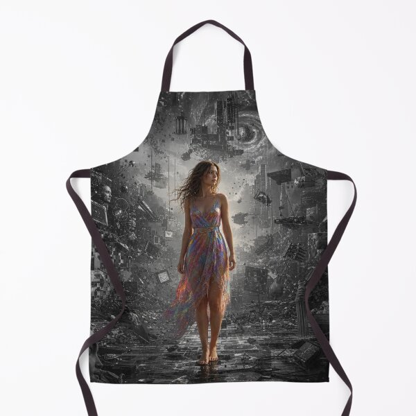 Item preview, Surreal Cyberpunk AI Girl Amidst Cosmic Chaos designed and sold by LenNo9881.