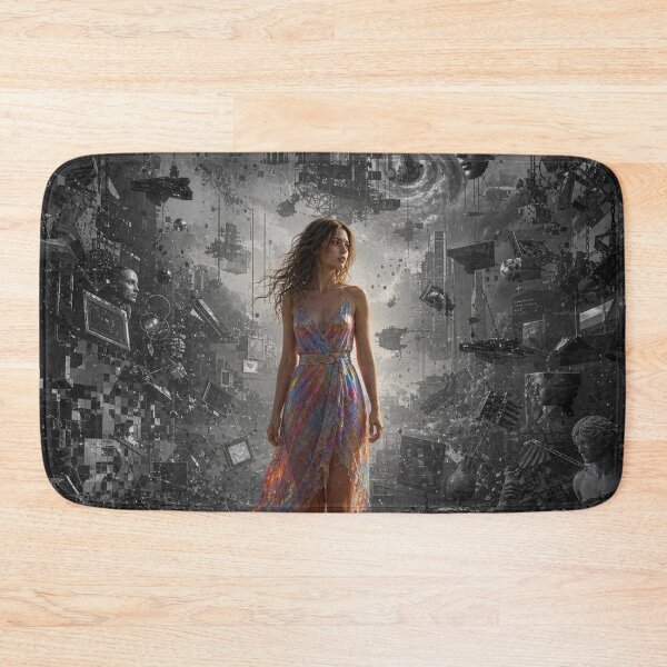 Item preview, Surreal Cyberpunk AI Girl Amidst Cosmic Chaos designed and sold by LenNo9881.