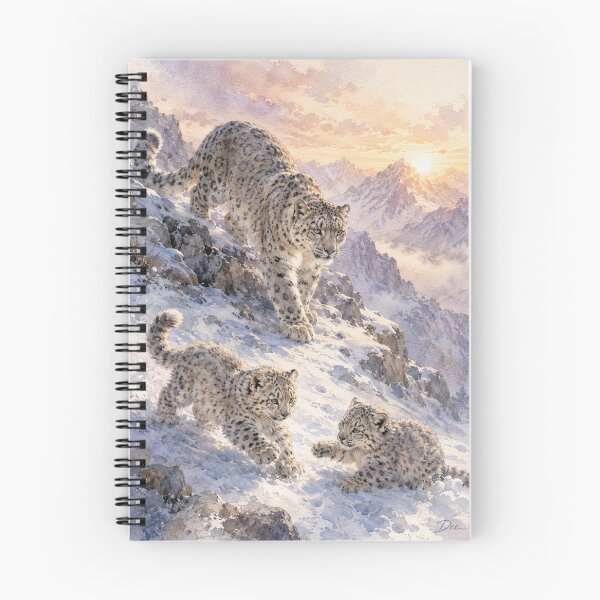 Item preview, Snow Leopard Mother and Cubs at Sunrise - Portrait designed and sold by Island Pace Design.