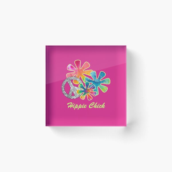 Item preview, Hippie Chick, Hippies, 60's, Retro Tie-Dye Flowers Peace Sign designed and sold by classic car craze.