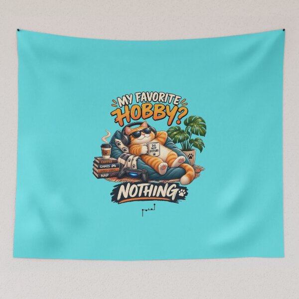 Item preview, My Favorite Hobby? Nothing – Funny Lazy Cat Gamer designed and sold by Musamem  Designs.