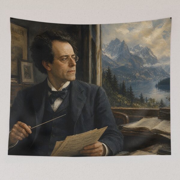 Item preview, Symphonic Philosopher: Gustav Mahler Vintage Oil Painting - Cosmic Harmonies designed and sold by DoReMiStudio.