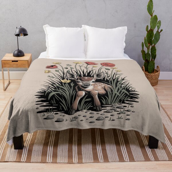 Item preview, Fawn in the Poppy Field Woodland Illustration designed and sold by NuvoraNest.