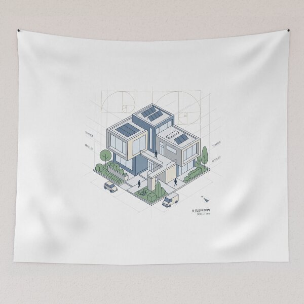 Item preview, Trust The Process - Geometric Architecture Blueprint Line Art designed and sold by fowzi shokri.