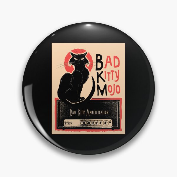Item preview, Vintage Parody Poster Bad Kitty Mojo Guitar Amplifier with Black Cat sitting on amp heado' lantern pumpkins designed and sold by Jdawnink.