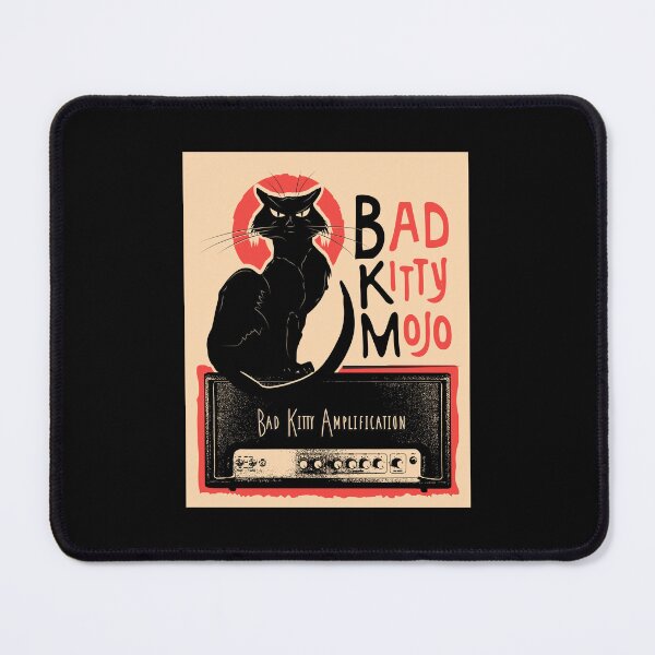 Item preview, Vintage Parody Poster Bad Kitty Mojo Guitar Amplifier with Black Cat sitting on amp heado' lantern pumpkins designed and sold by Jdawnink.