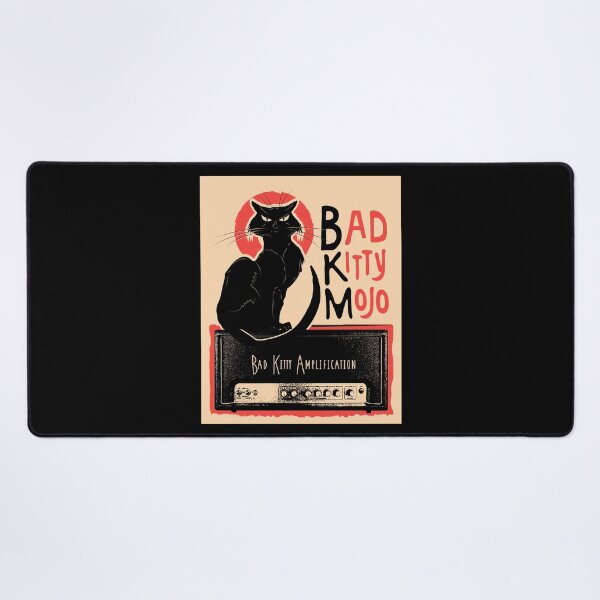 Item preview, Vintage Parody Poster Bad Kitty Mojo Guitar Amplifier with Black Cat sitting on amp heado' lantern pumpkins designed and sold by Jdawnink.