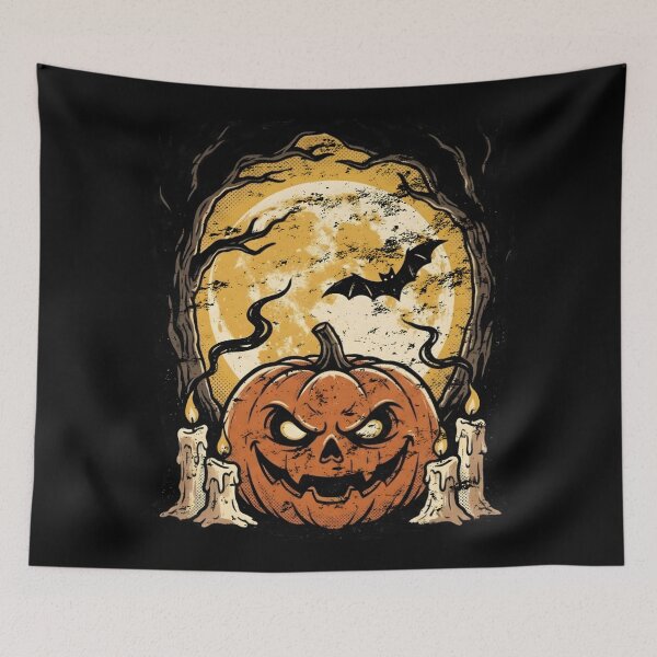 Item preview, Gothic Evil Pumpkin and Lit Candles Night Design designed and sold by PrintPit-Ds.